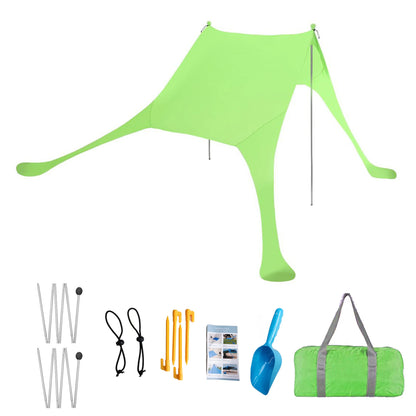 Family Beach Canopy ,Large Beach Sunshade Tent with Stability Poles,UPF50+Outdoor Shade for Beach,Camping,Party or Picnics