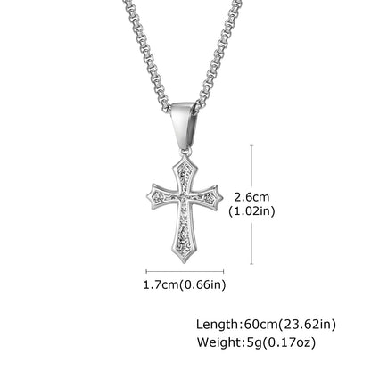 Stylish Men's Stainless Steel Cross Necklace,Punk Hip Hop Cross Pendant Necklace,Birthday Party Jewelry Gift for Him Dad Son