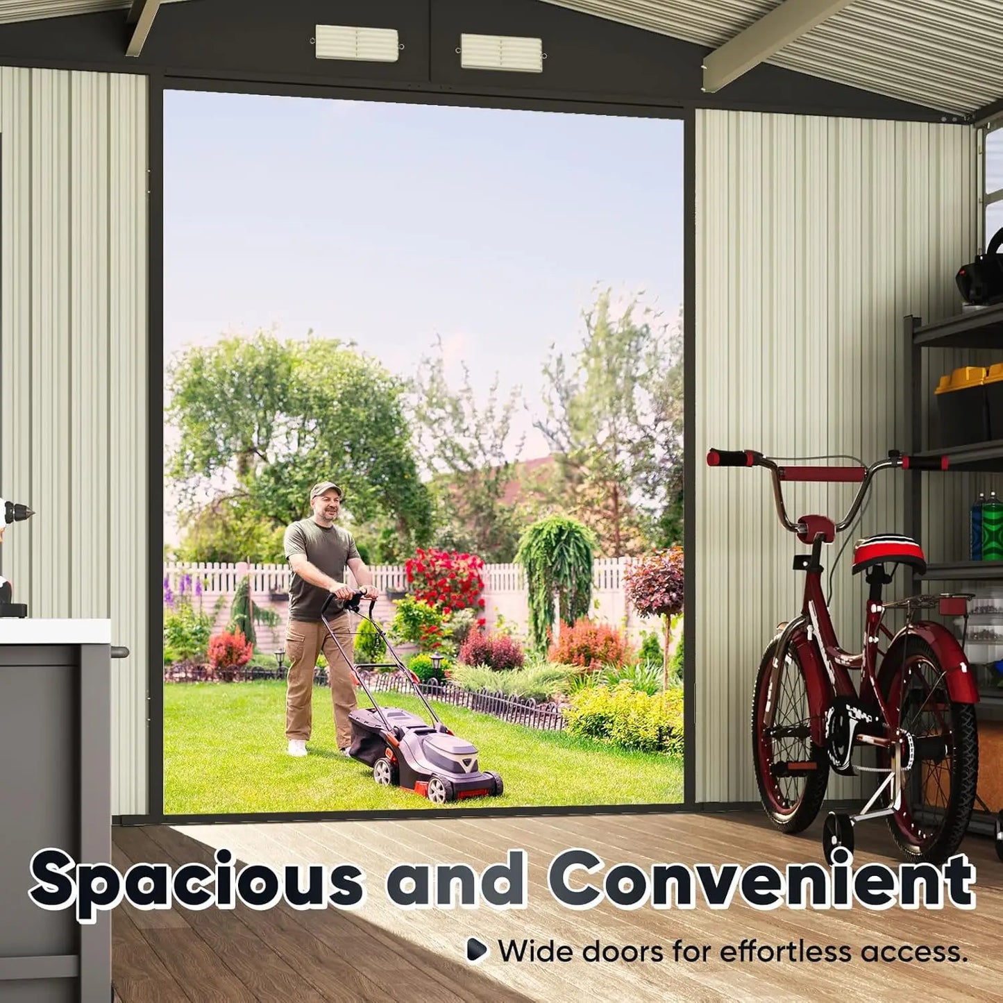 Heavy Duty 10X10 FT Metal Storage Shed, Lockable Steel Yard Waterproof Tool Shed for Garden, Backyard, Patio, Outside, Custom