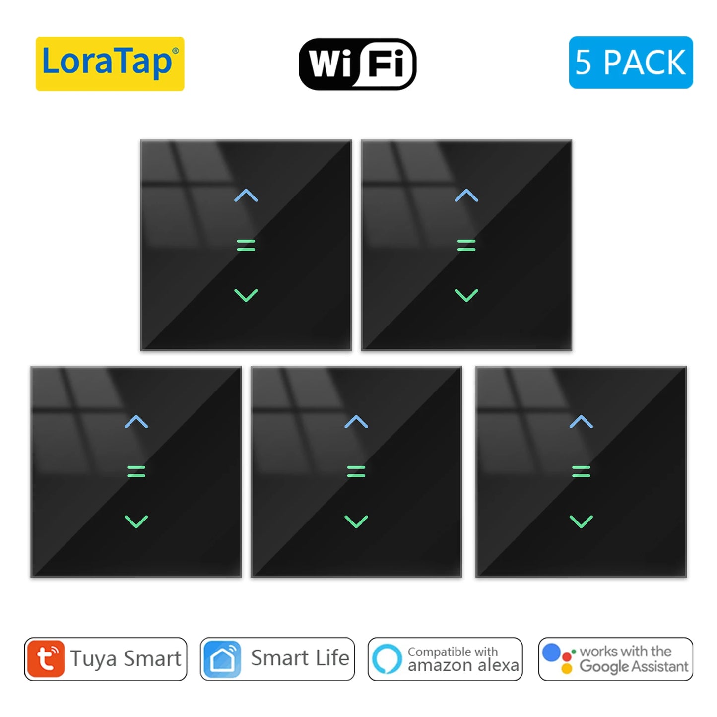 LoraTap WiFi Curtains Blinds Roller Shutter Switch Backlight Tuya Smart Life App Remote Control Google Home Alexa Voice