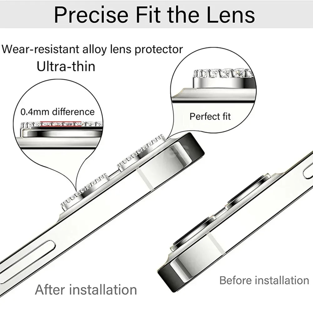9D Diamond Lens Protector For iPhone 17 Pro Max Air Camera Tempered Glass Compatible with iPhone 14 15 16 Pro Max Ring Cover Cas