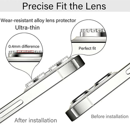 9D Diamond Lens Protector For iPhone 17 Pro Max Air Camera Tempered Glass Compatible with iPhone 14 15 16 Pro Max Ring Cover Cas