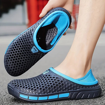 Men's Summer Sandals Clogs Casual Round Toe Slip on Outdoor Geometric Pattern Anti-slip Beach Hole Shoes Plus 46 47 Men Slippers