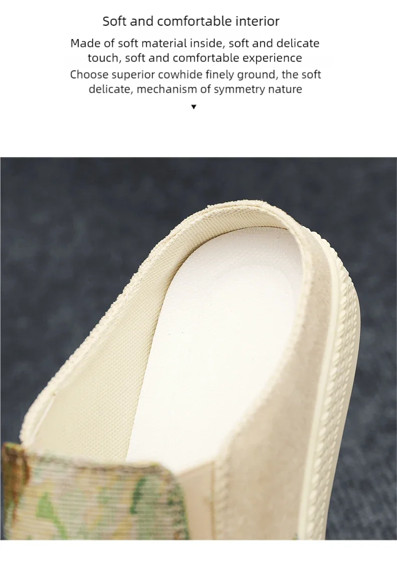 Men's canvas slippers summer new breathable outdoor soft-sole casual slippers party sandals Joker tide half slippers cloth shoes