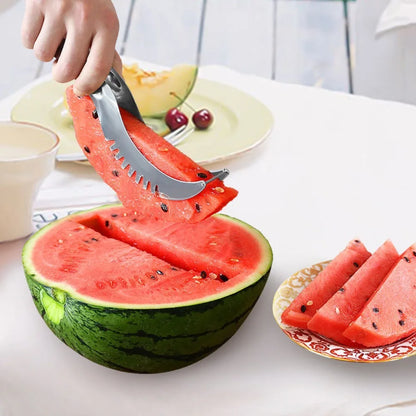 Stainless Steel Watermelon Slicer Non-slip Cutter Melon Cutter Plastic Wrap Handle Not Hurt Hands Fruit Cutting Tool Summer