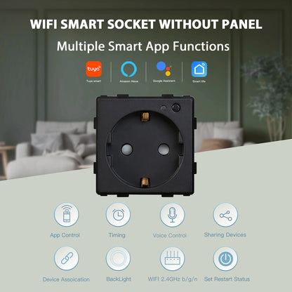 BSEED EU Stanndard Wifi Electrical Sockets Power Monitor Outlets Tuya Smart Life Alexa App Control Timing Function DIY Parts