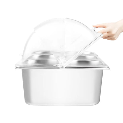 Countertop Food Container 6 Pans Condiment Dispenser Salad Dressing Appetizer Spice Fruit Cold Serving Buffet Tray