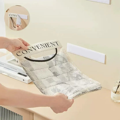 1/4PCS Wall Mount Mesh Storage Bag Garbage Holder Plastic Shopping Bags Dispenser Sundries Bag Net Storage Grocery Bag Organizer