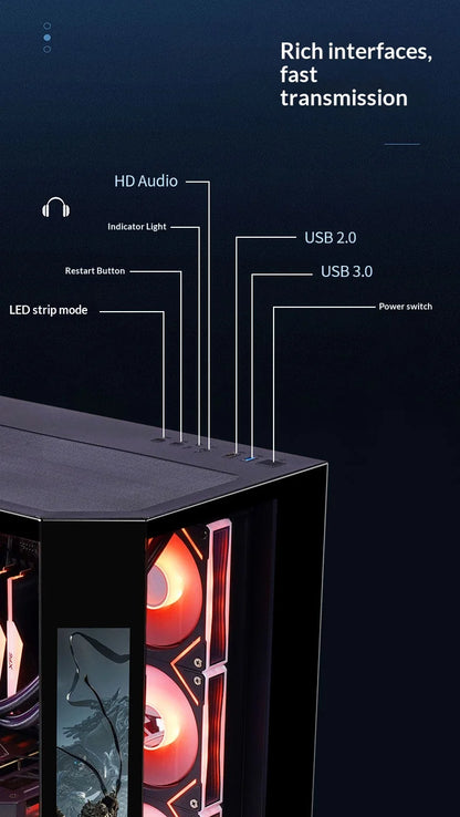 WJCOOLMAN Dreamer PLUS Secondary screen PC case with full side sea view room 360 water cooler Computer case gabinetes gamer