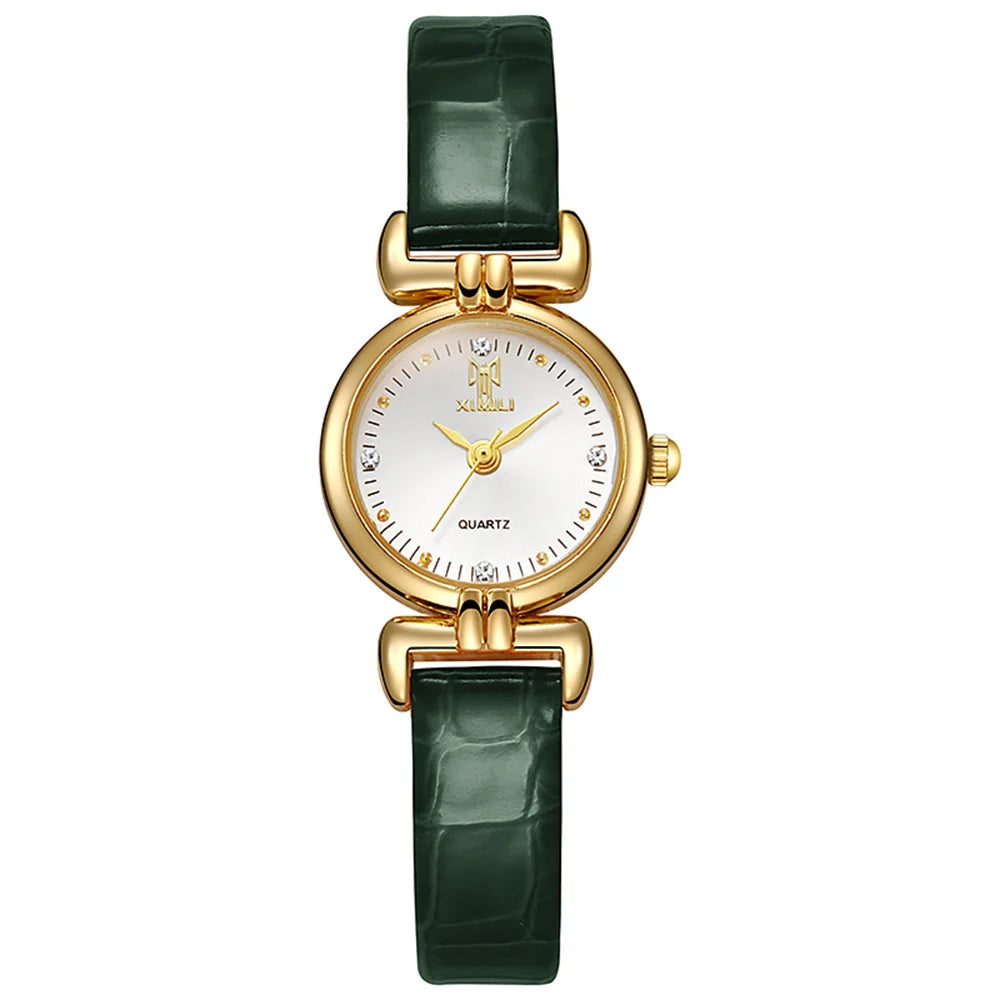 Ladies Fashion 2025 New Small Simple Diamonds Quartz Watch Business White Leather Women's Dress Clock Gift Wristwatch