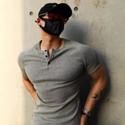 T Shirt Men Casual Short Sleeve Muscle Joggers Bodybuilding Tshirt Male Gym Fitness Tops Tee Streetwear Slim Fit Summer T-shirt