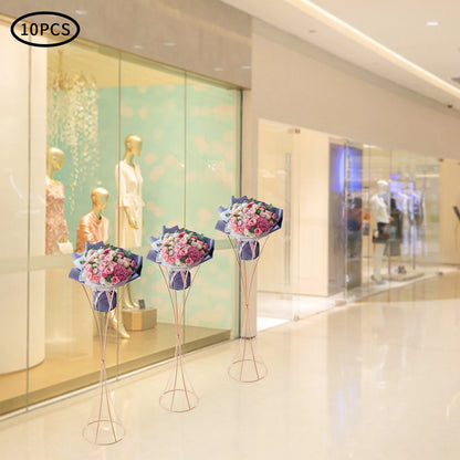 10pcs Golden Vase 80cm for Table Wedding, 31.5inch Metal Wedding Centerpieces Vase, Flower Road Lead Stand Stackable