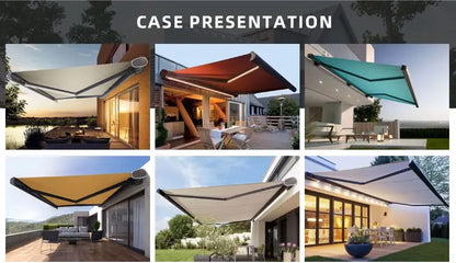 Electric waterproof full cassette aluminum alloy frame retractable awning articulated arm patio garden awning