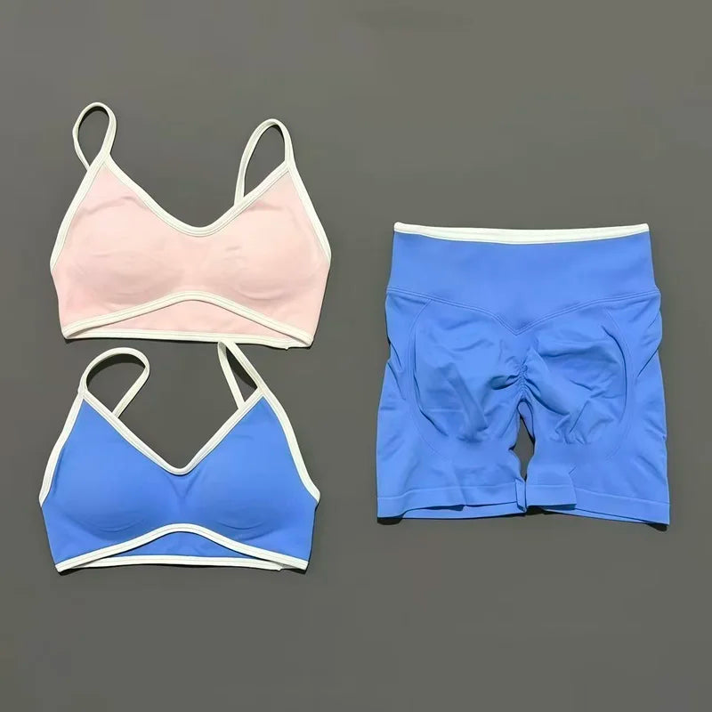 2Pcs HISTELLO Ignite Sculpt Sports Set Naked Feel Tummy Control Cross Bra Scrunch Hip Lifting Yoga Pilates Running Fitness Sets