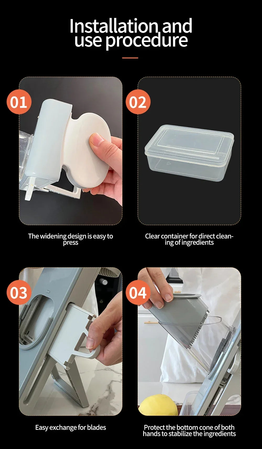 Slicer Safe Mandoline Vegetable Cutter Veggie Dicer Slicer for Julienne French Fry and Potato Get Storage Box with Lid