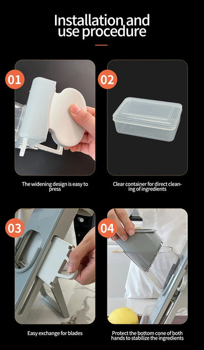 Slicer Safe Mandoline Vegetable Cutter Veggie Dicer Slicer for Julienne French Fry and Potato Get Storage Box with Lid