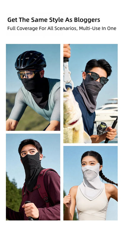 Cycling Face Mask Men Women UV Protection Neck Cover, Sun Protective Neck Warmer Breathable Face Cover Hiking Fishing Ear-Loop