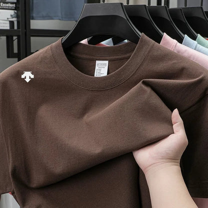High end sports men's round neck short sleeved T-shirt brand embroidered top summer new 100% cotton comfortable casual T-shirt