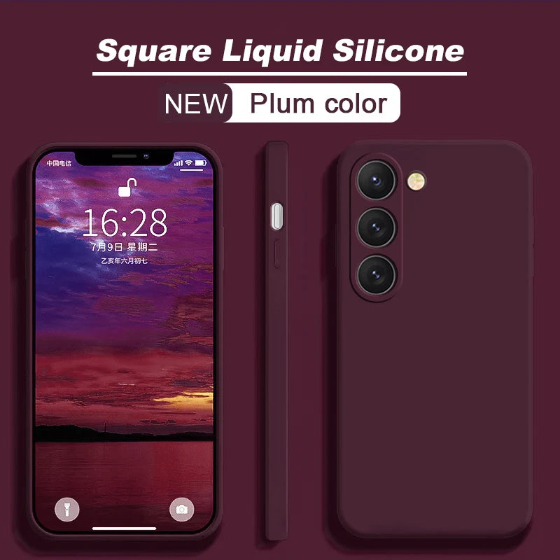 S26 S25 Ultra Case Square Liquid Silicone Phone Case For Samsung Galaxy S26 S25 S24 S23 S22 Ultra Plus S26Ultra Cases Soft Cover