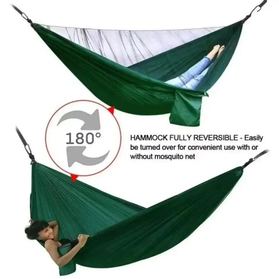 250x120cm Outdoor Hammock With Net – Lightweight Parachute Fabric For Camping & Travel