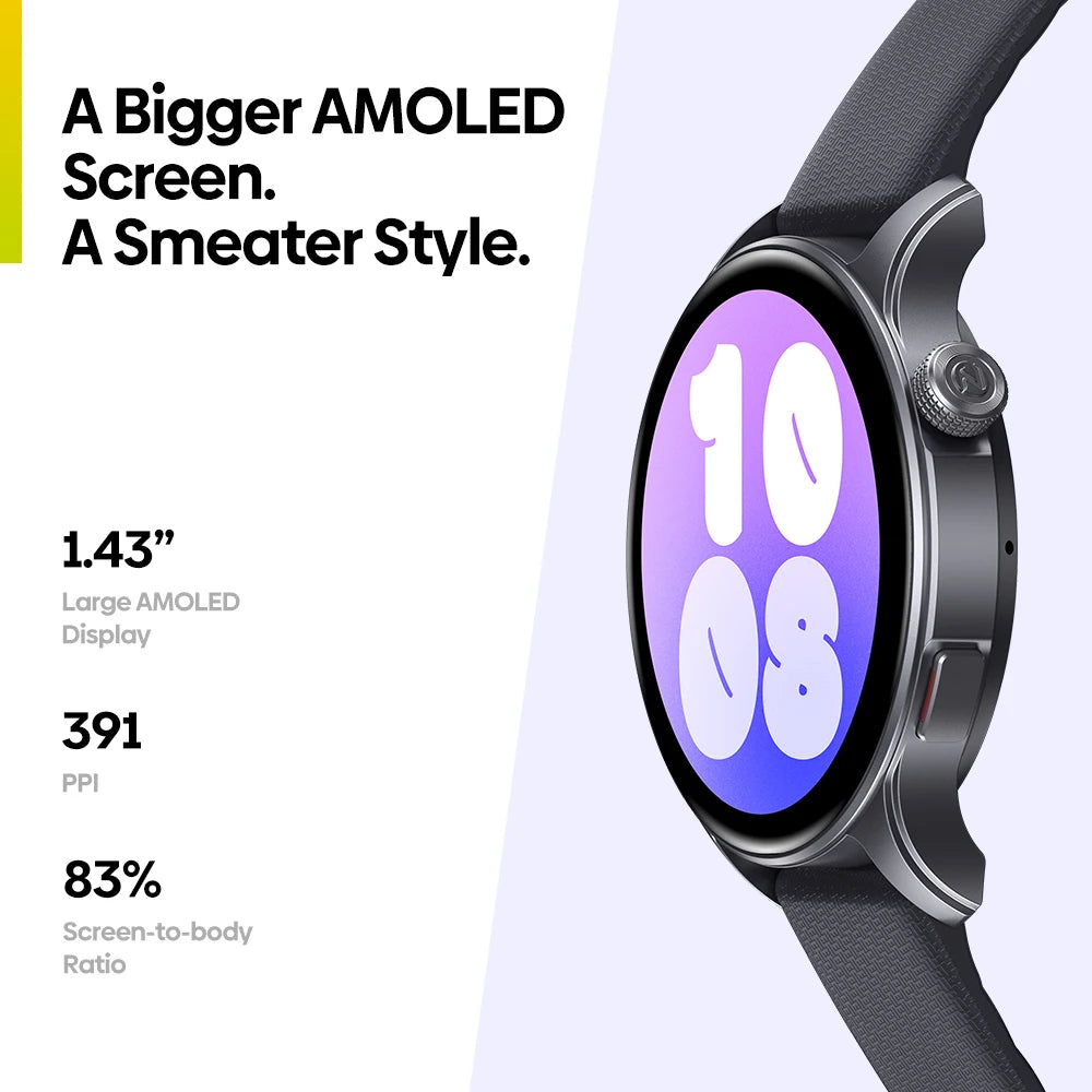 New Zeblaze Btalk 3 GPS Smartwatch 1.43" AMOLED Screen Dual Strap Make/Answer Phone Calls Heart Rate SpO2 Stress Tracking Watch