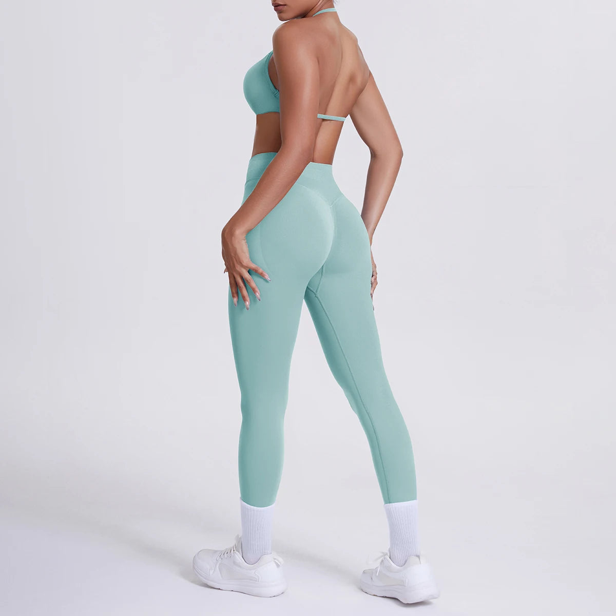 Women 2pcs Patchwork Sport Yoga Suit Training Sleeveless Sport Gym Tops Tummy Control Slimming Booty Leggings Yoga Suit Sports