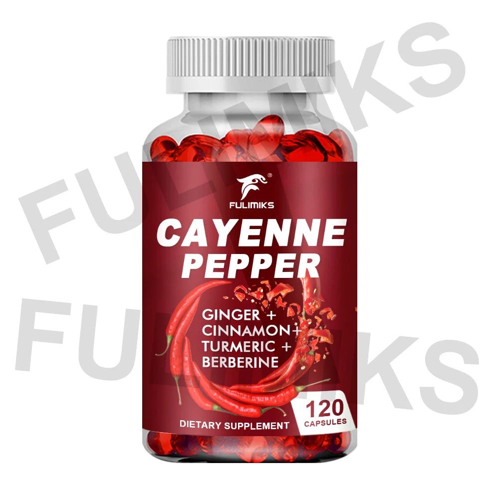 Cayenne Pepper Capsules, Supports Cardiovascular Health, Improves Digestion & Blood Circulation, Capsaicin Supplement Softgels