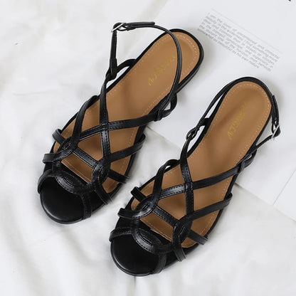 chaussure femme Women's braided t-strap flats sandals round toe casual female footwear summer shoes for women sandalias de mujer