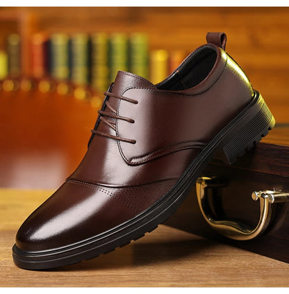 Mens Black Genuine Leather Textured Lace Up Chunky Sole Oxfords Formal Business Office Groom Wedding Daily Wear Shoes Fashion