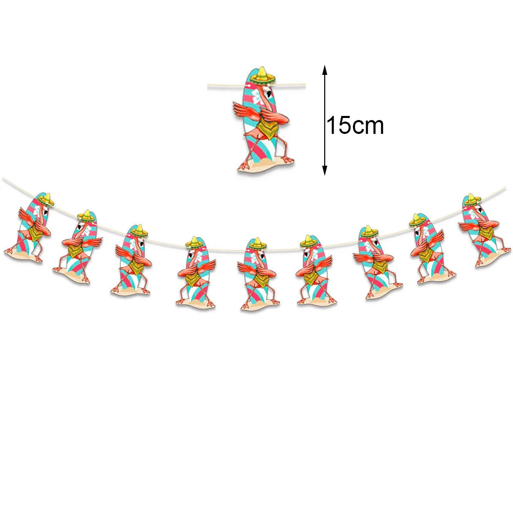 Hawaiian Party Photo Props Decorations Summer Beach Tropical Flamingo Party Supplies Aloha Banner Hawaiian Party DIY Supplies