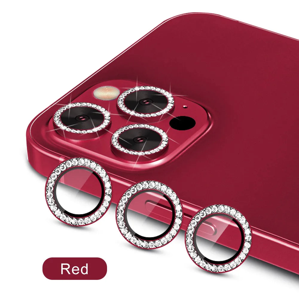 9D Diamond Lens Protector For iPhone 17 Pro Max Air Camera Tempered Glass Compatible with iPhone 14 15 16 Pro Max Ring Cover Cas