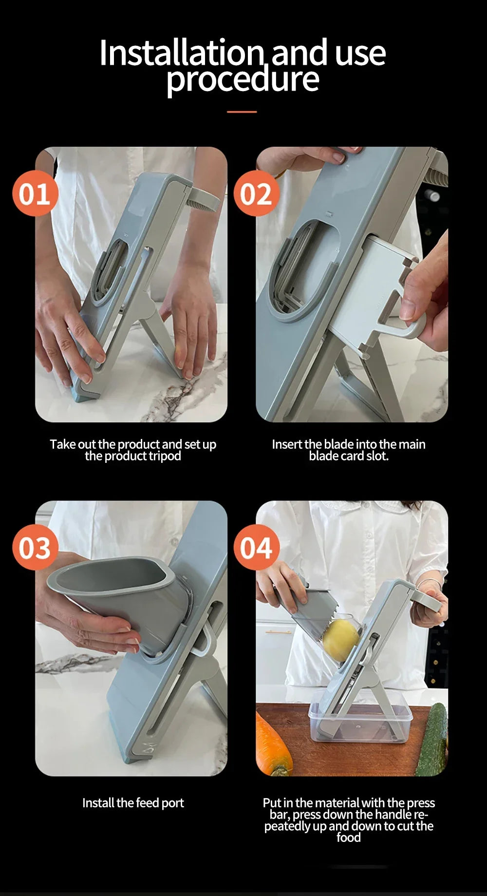 Slicer Safe Mandoline Vegetable Cutter Veggie Dicer Slicer for Julienne French Fry and Potato Get Storage Box with Lid