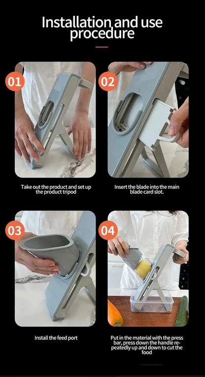 Slicer Safe Mandoline Vegetable Cutter Veggie Dicer Slicer for Julienne French Fry and Potato Get Storage Box with Lid