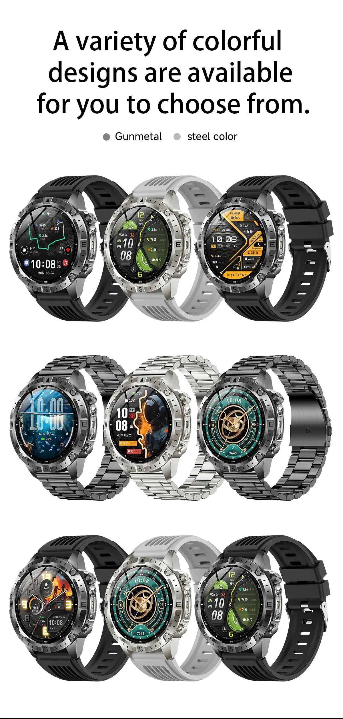 2026 Offline Map New Smart Watch 3ATM Waterproof GPS Navigation Compass Altimeter Flashlight Men 170+ Sports Bracelet Men Women