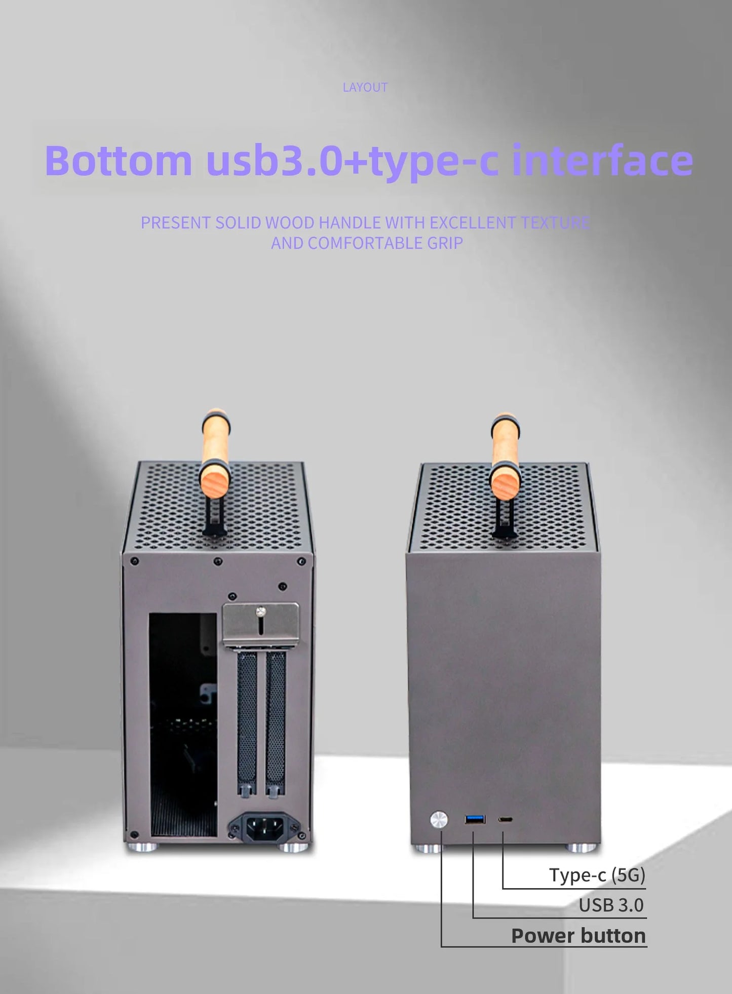 P16 ITX Case All-Aluminum A4 Small Portable Mini Laptop Desktop Computer 1U Power Supply