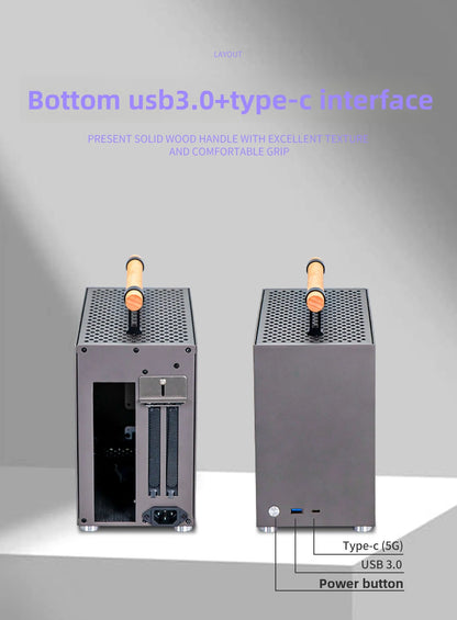 P16 ITX Case All-Aluminum A4 Small Portable Mini Laptop Desktop Computer 1U Power Supply