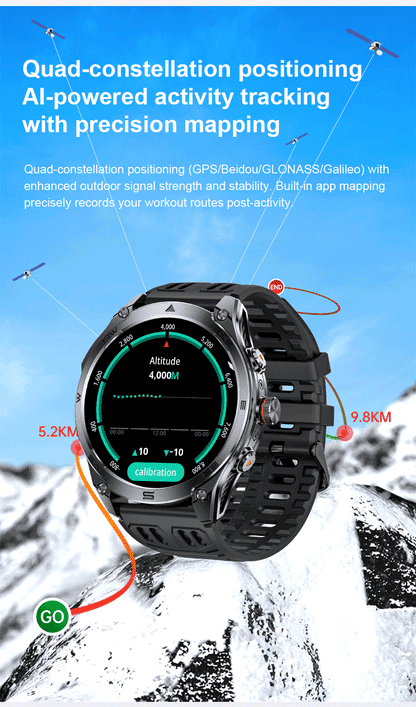 2026 Hot Sales Outdoor Durable GPS Sports Smart Watch Built-in GPS 1000mAh Battery 10ATM Waterproof 1.75" AOD Men Military Watch