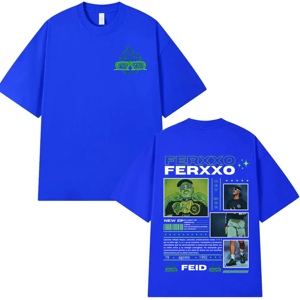 Rapper Feid Ferxxo T-shirt Mens Women Clothing Fashion Hip Hop T-shirts Cotton Casual Comfort Short Sleeve Tee Shirt Streetwear