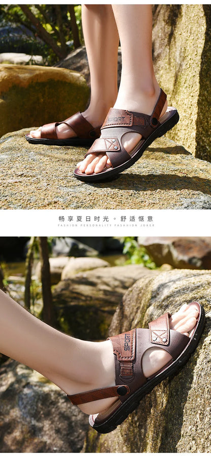 Fashion Sandals Men Summer Comfortable Adult Men's  Casual Slippers Beach Shoes For Men Non-slip Open-toe Sandals Male