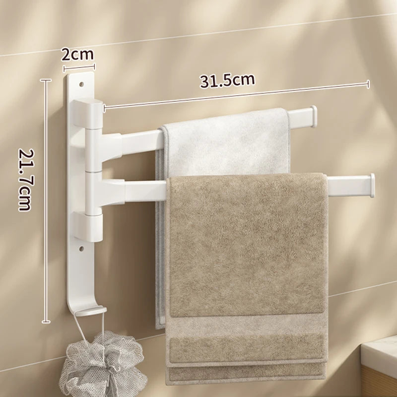 Bathroom Towel Rack Rotatable Towel Holder Space Aluminum 2/3/4/5-Bar Towel Hanger Kitchen Shelf Paper Hanging Wall Mounted