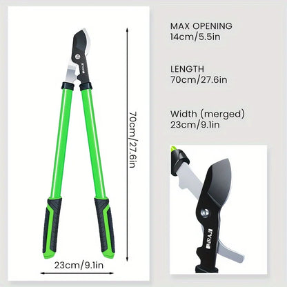 Professional Pruning Shears - Multi-Functional, Anti-Slip Grip, Large Opening, Durable Metal, Green - Ideal for Garden Trimming