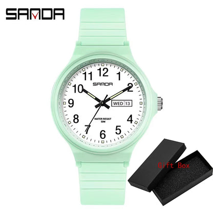 Fashion Sanda Top Brand Calenda Quartz Watch Minimalism Style Ladies Wristwatch Simple Black White Waterproof Watch Clock Reloj