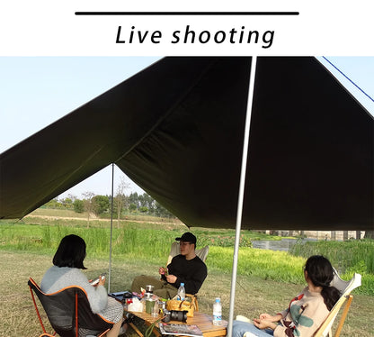 Black Coating Tarp Block 99% UV Ourdoor Camping Waterproof Sun Shelter 3x3 3x4 3x5 Black Coated Beach Sunshade Canopy