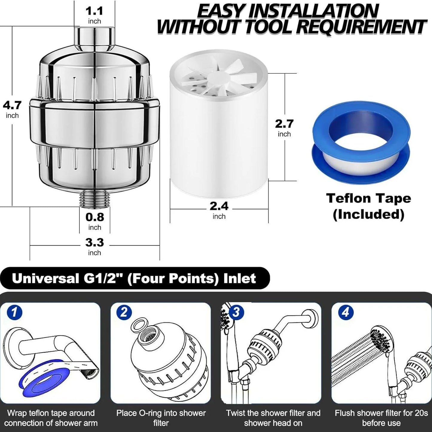 25-level new upgraded turbine filter multi-level bath water purifier household small water purifier bath filter