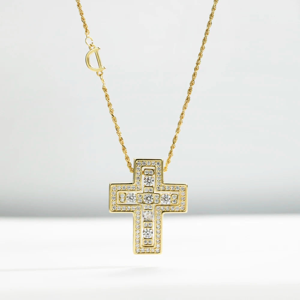 ANDYWEN 925 Sterling Silve Big Double Cross Pendant Long Chain Neckalce 2021 Korea Women High Quality D Twist Chain Jewelry Gift
