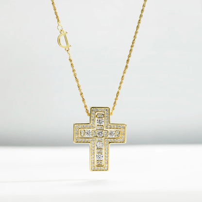 ANDYWEN 925 Sterling Silve Big Double Cross Pendant Long Chain Neckalce 2021 Korea Women High Quality D Twist Chain Jewelry Gift