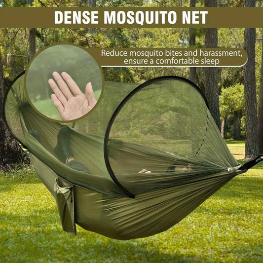 2-In-1 Camping Hammock With Mosquito Net 1.6lbs Ultralight Parachute Nylon Hanging Bed For Outdoor Survival Travel Backyard