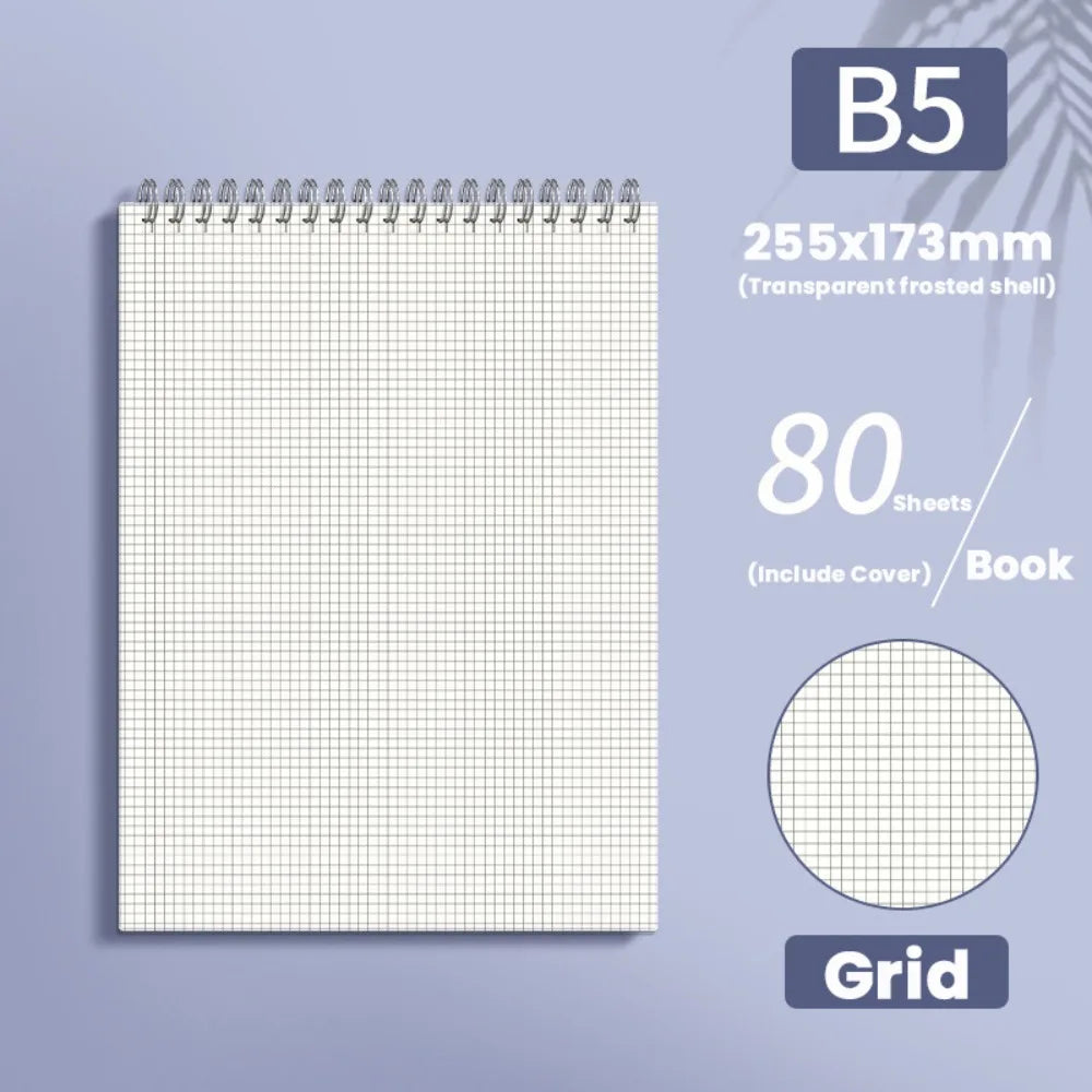 New Multifunctional A5/B5/A4 Coil Notebook 80Sheets Grids/Blank/Horizontal Line Notepad Flip Up Spiral Notebook Students Gift