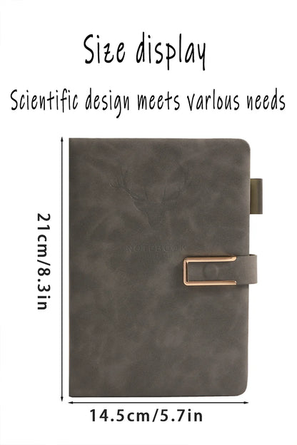 200pages A5 Leather Notebook with Leather Notebook Cover, Personalized Soft Cover and Bookmark, Perfect for Business, Meeting