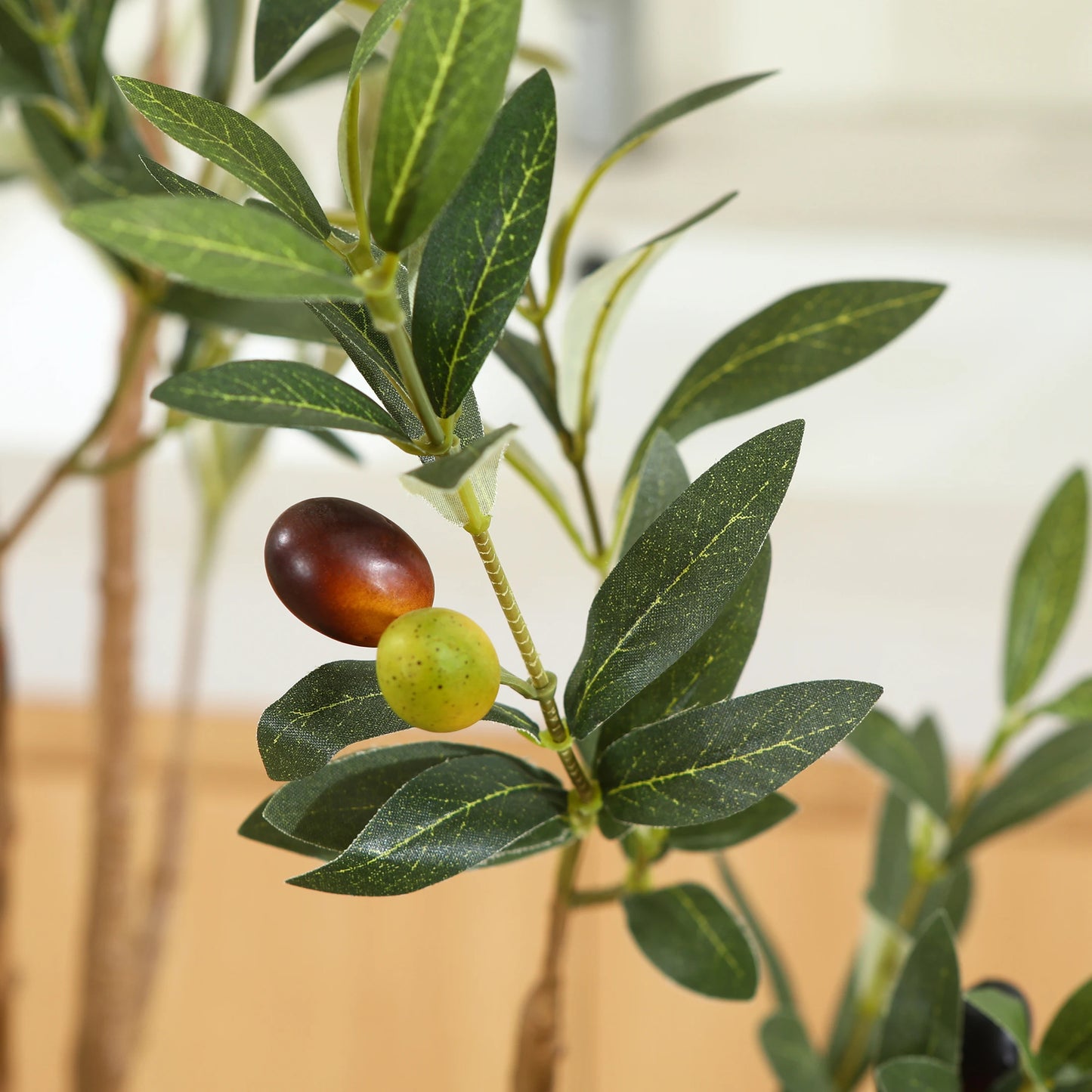 Artificial Olive Tree with Green Leaves and Big Fruits, Faux Potted Olive Silk Tree for Modern Home Office Indoor Floor Decor